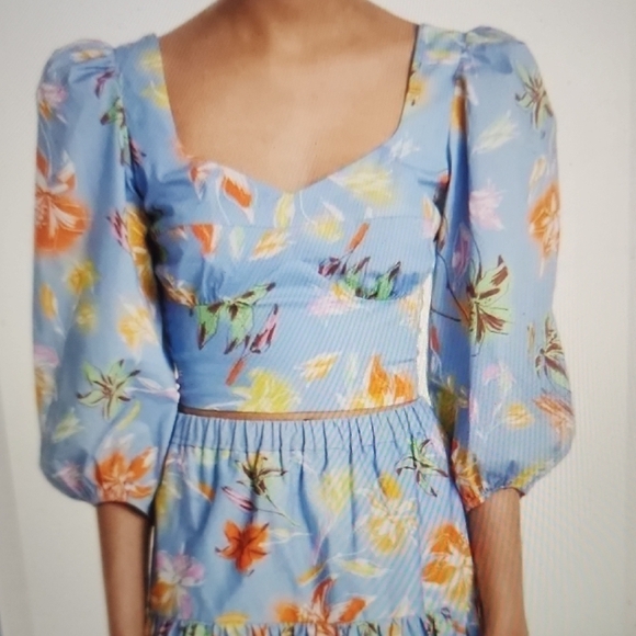 Tanya Taylor Tops - Tanya Taylor Aileen Stretch Poplin Crop Top Size 16